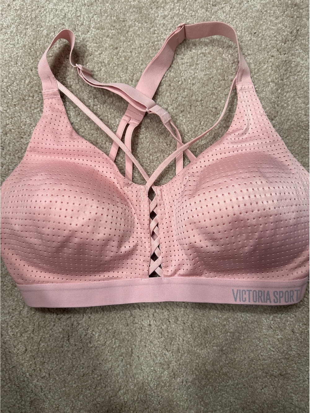 (4)Victoria Sport Pink Strappy Sports Bra